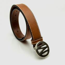 Pre Owned Moschino Jeans Brown Leather 'M' Logo Belt 86 CM