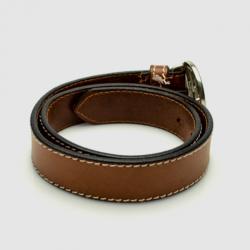 Pre Owned Moschino Jeans Brown Leather 'M' Logo Belt 86 CM