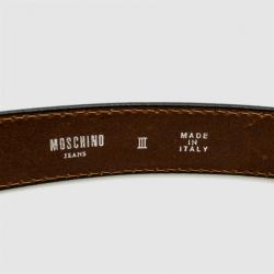 Pre Owned Moschino Jeans Brown Leather 'M' Logo Belt 86 CM