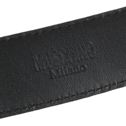 Pre Owned Moschino Black Leather Classic Logo Belt 80 CM