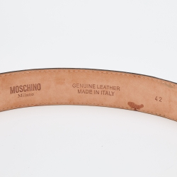 Pre Owned Moschino Red Leather Logo Belt 85CM