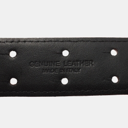 Pre Owned Moschino Black Leather 30th Anniversary Chain Belt 80CM