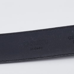 Pre Owned Moschino Black Leather Classic Logo Belt 80 CM
