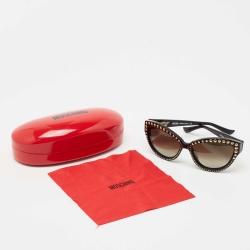 Pre Owned Moschino Black 30th Anniversary Special Edition Studded Cat Eye Sunglasses