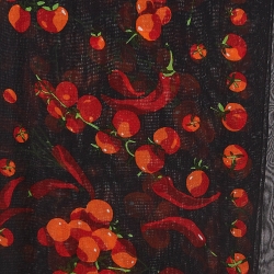 Moschino Larioseta Black Tomato/Cherry Printed Silk Scarf
