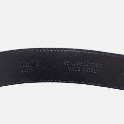 Pre Owned Moschino Black Leather Classic Logo Wait Belt Size 75CM