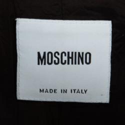 Pre Owned Moschino Tiger Printed Cotton Contrast Fringe Detail Blazer L