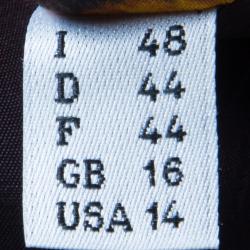 Pre Owned Moschino Tiger Printed Cotton Contrast Fringe Detail Blazer L