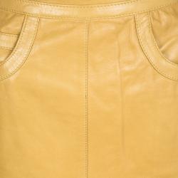 Pre Owned Moschino Mustard High Waist Leather Skirt M