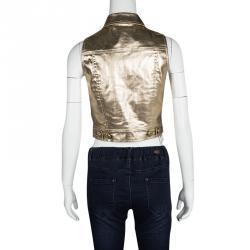Pre Owned Moschino Couture Gold Sleeveless Crop Vest M