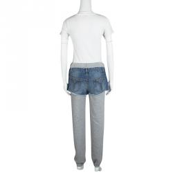 Pre Owned Moschino Couture Grey Faux Layer Jogger Pants S