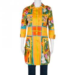 Moschino Yellow Floral Print Long Jacket M