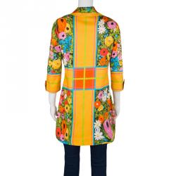 Moschino Yellow Floral Print Long Jacket M