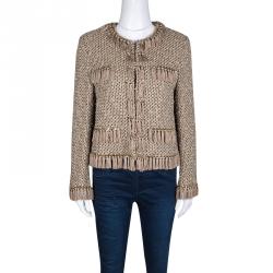Pre Owned Moschino Multicolor Textured Chain and Tassel Detail Jacket L