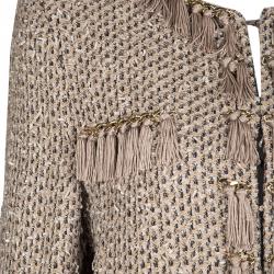 Pre Owned Moschino Multicolor Textured Chain and Tassel Detail Jacket L
