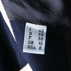 Pre Owned Moschino Navy Blue Contrast Collar Lurex Trim Detail Wool Blazer M