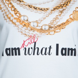 Moschino 30th Anniversary Off White Necklace and Slogan Print Cotton T-Shirt S