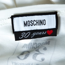 Moschino 30th Anniversary Off White Necklace and Slogan Print Cotton T-Shirt S