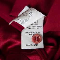 Pre Owned Moschino Maroon Silk Tie Front Buttoned Halter Top M