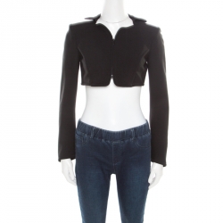 Moschino Couture Black Wool Zip Front Cropped Jacket S