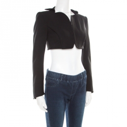 Moschino Couture Black Wool Zip Front Cropped Jacket S