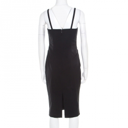 Pre Owned Moschino Couture Black Wool Fitted Sleeveless Dress S