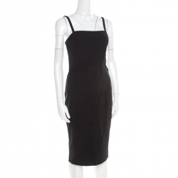Pre Owned Moschino Couture Black Wool Fitted Sleeveless Dress S