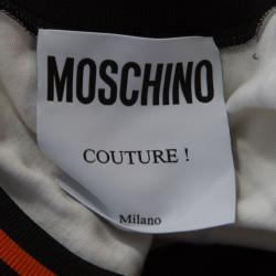 Moschino Couture Multicolor Striped Cotton Blend Ribbed Trim Crop Top S