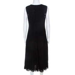 Pre Owned Moschino Couture Black Lace A Line Midi Dress M