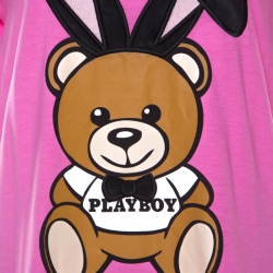 Pre Owned Moschino Pink Teddy Bear Printed & Embroidered Jersey T-shirt L