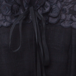 Pre Owned Moschino Black Textured Cotton and Silk Trim Detail Mid Length Jacket M 