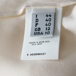 Pre Owned Moschino Cream Silk Crepe de Chine Bow Detail Long Sleeve Blouse M