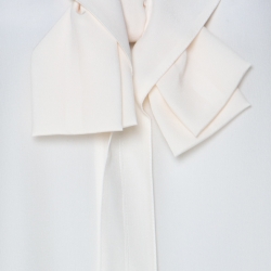 Pre Owned Moschino Cream Silk Crepe de Chine Bow Detail Long Sleeve Blouse M