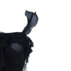 Pre Owned Moschino Black Tiered Silk Chiffon Gown M