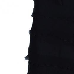 Pre Owned Moschino Black Tiered Silk Chiffon Gown M