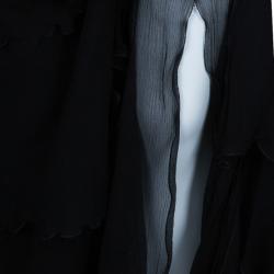Moschino Black Tiered Silk Chiffon Gown M