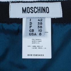 Pre Owned Moschino Navy Metallic Tweed Skirt Suit M
