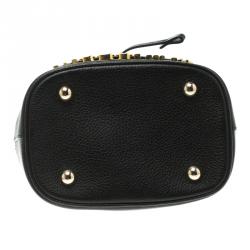 Pre Owned Moschino Black Leather Drawstring Crossbody Bag