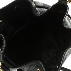 Pre Owned Moschino Black Leather Drawstring Crossbody Bag
