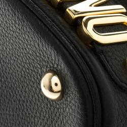 Pre Owned Moschino Black Leather Drawstring Crossbody Bag