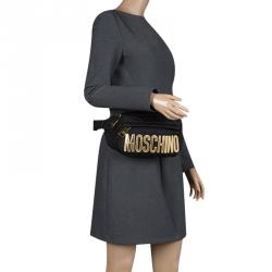 Pre Owned Moschino Black Quilted Nylon Belt Bag