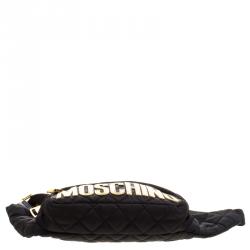 Pre Owned Moschino Black Quilted Nylon Belt Bag