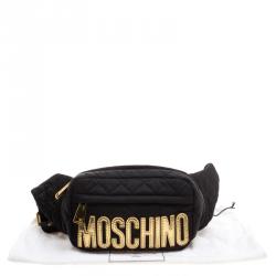 Pre Owned Moschino Black Quilted Nylon Belt Bag