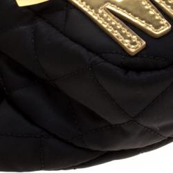 Pre Owned Moschino Black Quilted Nylon Belt Bag
