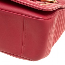 Pre Owned Moschino Coral Pink Leather Capsule Biker Jacket Shoulder Bag