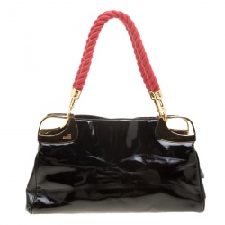 Pre Owned Moschino Black Patent Leather Shoulder Bag