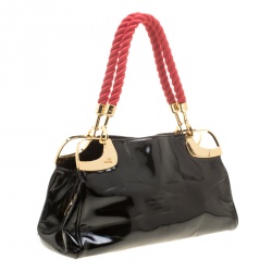 Pre Owned Moschino Black Patent Leather Shoulder Bag