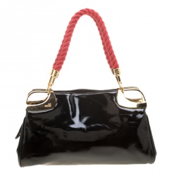 Pre Owned Moschino Black Patent Leather Shoulder Bag