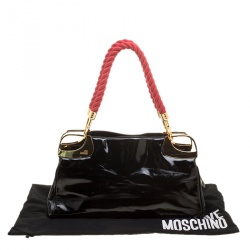 Pre Owned Moschino Black Patent Leather Shoulder Bag