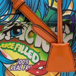 Pre Owned Moschino Multicolor Fantasy Print Leather Capsule Collection Top Handle Bag